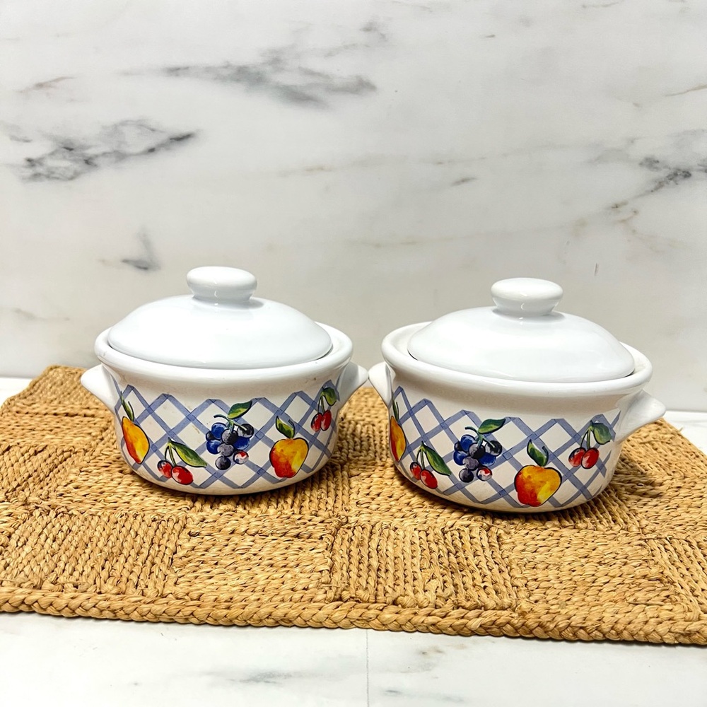 Vintage individual casserole dishes lidded Jay imports replacement